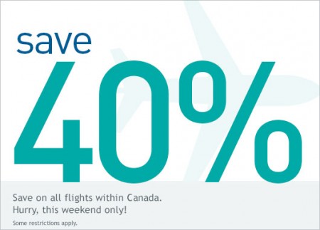 WestJet Promo Code - 40 Off All Flights within Canada (Book by Nov 15)