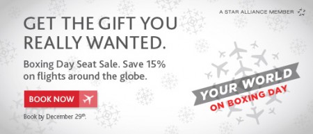 Air Canada Boxing Day Seat Sale - Save 15 Off on Flights Worldwide (Dec 26-29)