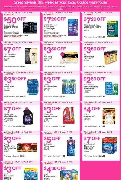 Costco Weekly Handout Instant Savings Coupons East (Dec 21 - Jan 3)