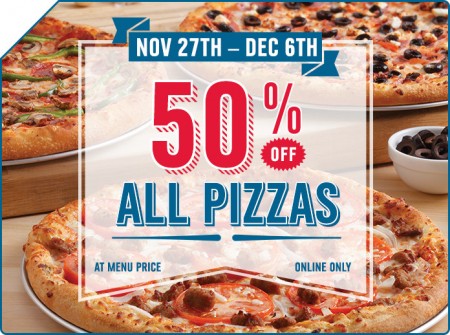 Domino's Pizza 50 Off All Pizzas (Until Dec 6)