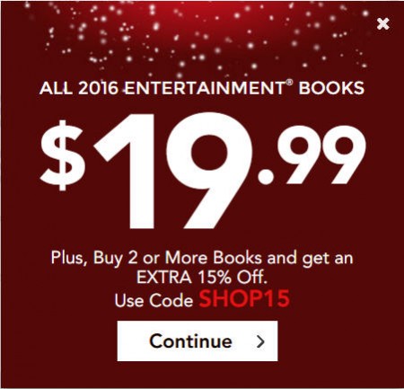 Entertainment Book All 2016 Coupon Books only $19.99 + Free Shipping (Up to 60 Off)