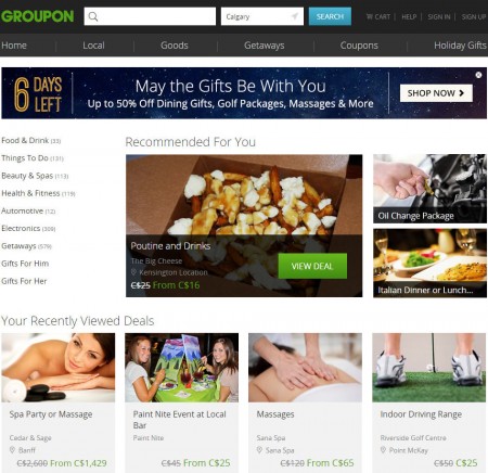 GROUPON Today Only - Up to 50 Off Dining Gifts, Golf Packages, Massages & More (Dec 19)