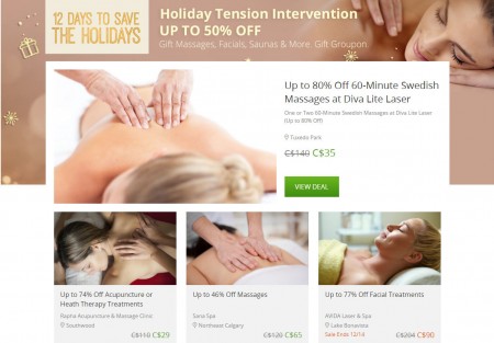 GROUPON Today Only - Up to 50 Off Massages, Facials, Saunas & More Deals (Dec 14)