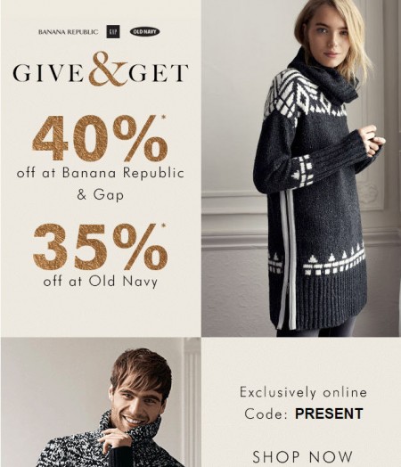 Gap & Banana Republic Cyber Monday is Back - 40 Off Your Purchase; and 35 Off at Old Navy (Dec 7-8)