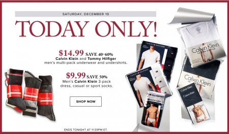 Hudson's Bay Today Only - $14.99 for Calvin Klein and Tommy Hilfiger Multi-Pack Underwear and Undershirts - Save 40-60 Off (Dec 19)