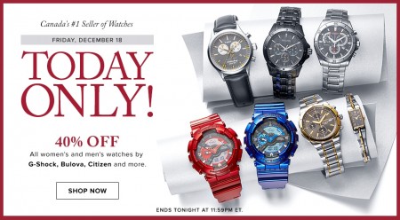 Hudson's Bay Today Only - 40 Off Watches (Dec 18)