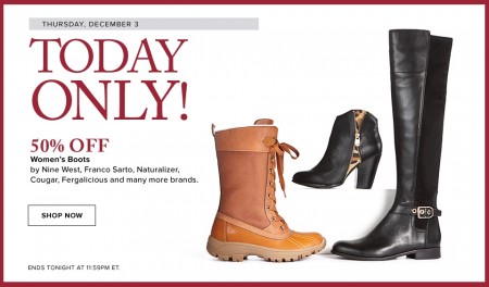 Hudson's Bay Today Only - 50 Off Women's Boots (Dec 3)