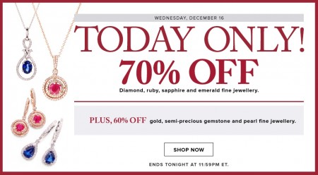 Hudson's Bay Today Only - 70 Off Diamond, Ruby, Sapphire and Emerald Fine Jewellery (Dec 16)