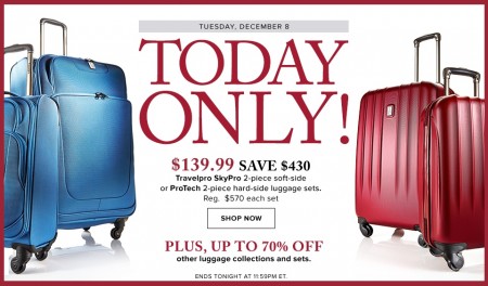 Hudson's Bay Today Only - 75 Off Travelpro 2-Piece Luggage Sets (Dec 8)