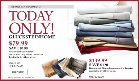 Hudson's Bay Today Only - $79.99 for GlucksteinHome Sheet Set - Save $100 (Dec 2)