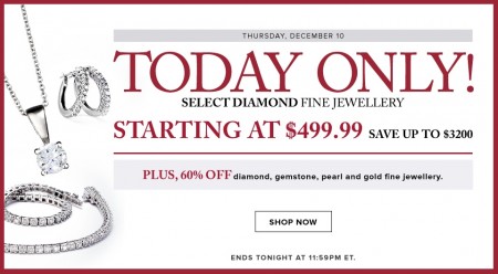 Hudson's Bay Today Only - Starting at $499.99 for Select Diamond Fine Jewellery - Save up to $3200 (Dec 10)