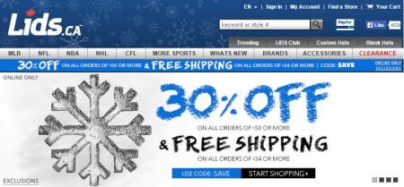 Lids.ca 30 Off Sitewide Promo Code + Free Shipping (Dec 6-8)