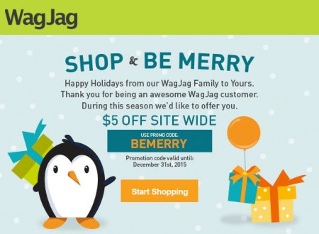 WagJag Extra $5 Off Site Wide Promo Code (Dec 28-31)