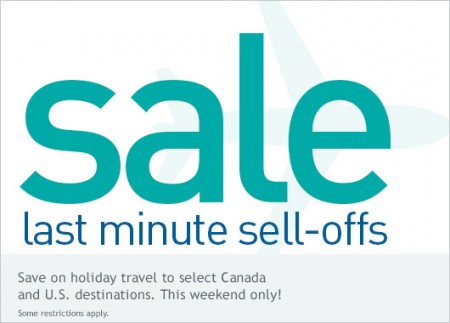 WestJet Last Minute Sell-Offs Sale (Book by Dec 20)