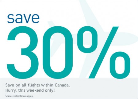 WestJet Save 30 Of All Flights within Canada (Book by Dec 6)