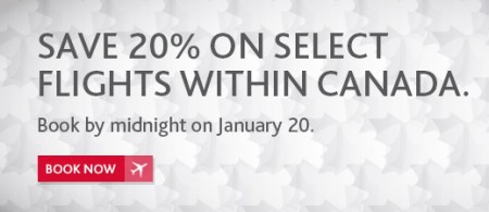 Air Canada Promo Code - Save 20 on select Flights within Canada (Book by Jan 20)