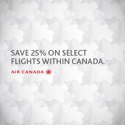 Air Canada Save 25 on select Flights within Canada (Book by Jan 22)