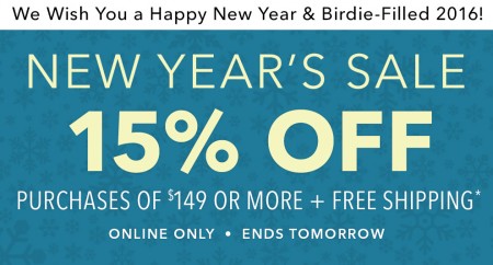 Golf Town Happy New Year's Sale - Extra 15 Off $149 Purchase + Free Shipping (Jan 1-2)