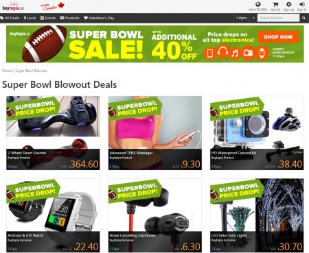 Buytopia.ca Super Bowl Sale - Up to Extra 40 off Top Electronics (Feb 7-8)