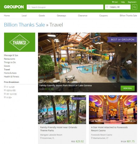 GROUPON Billion Thanks Sale - Up to 80 Off Select Travel Deals (Feb 28)