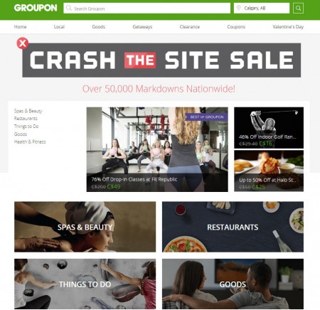 GROUPON Crash the Site Sale - Save up to 80 Off (Feb 15-16)