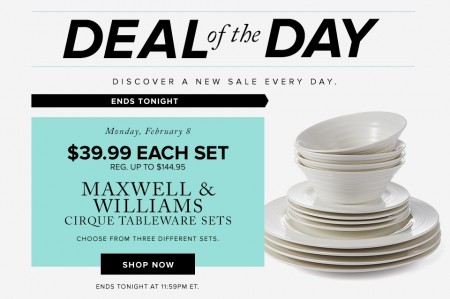 Hudson's Bay Deal of the Day - $39.99 for Maxwell & Williams Cirque Tableware Sets - Save up to 72 Off (Feb 8)