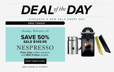 Hudson's Bay Deal of the Day - 50 Off Nespresso Coffee Machine (Feb 14)