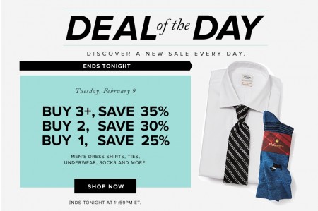 Hudson's Bay Deal of the Day - Buy More, Save More - Men's Dress Shirts, Ties, Underwear, Socks and more (Feb 9)