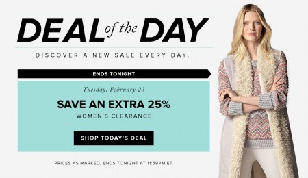 Hudson's Bay Deal of the Day - Extra 25 Off Women's Clearance (Feb 23)