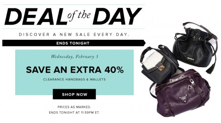 Hudson's Bay Deal of the Day - Extra 40 Off Clearance Handbags and Wallets (Feb 3)