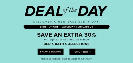 Hudson's Bay Deal of the Day - Save an Extra 30 Off Bed & Bath Collections (Feb 20)