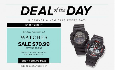 Hudson's Bay Deal of the Day - Save up to $50 on Casio G-shock and Baby-G Watches (Feb 12)