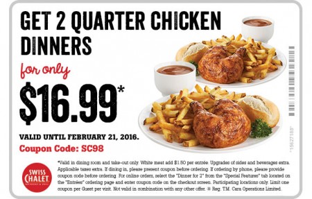 Swiss Chalet 2 Can Dine for $16.99 Coupon (Until Feb 21)