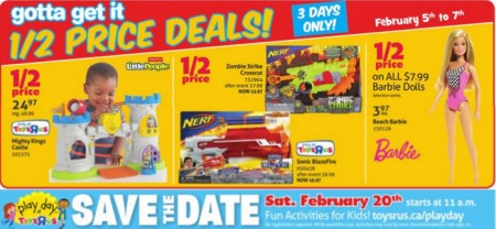 Toys R Us Half Price Deals (Feb 5-7)