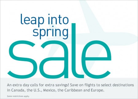 WestJet Leap Into Spring Sale (Feb 28-29)