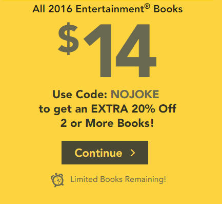 Entertainment Book All 2016 Coupon Books only $14 + Free Shipping (Up to 72 Off)