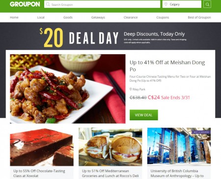 GROUPON $20 Deal Day - Deep Discounts, Today Only (Mar 31)