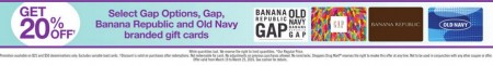 Shoppers Drug Mart 20 Off Gift Cards to Gap, Banana Republic or Old Navy (Mar 19-25)