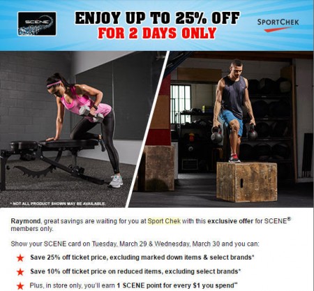 Sport Chek Save up to 25 Off with SCENE Card (Mar 29-30)