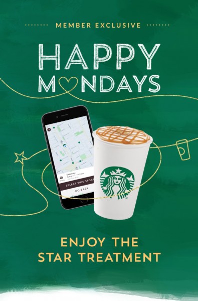 Starbucks Happy Mondays - 3 Bonus Stars when you Mobile Order & Pay (Mar 21)