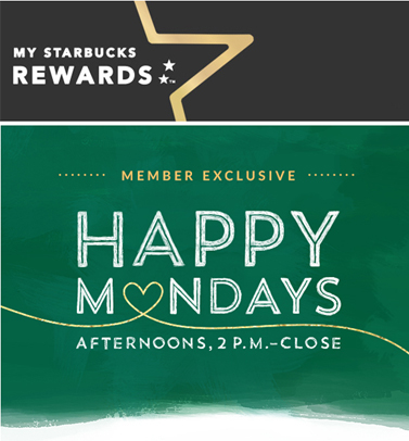 Starbucks Happy Mondays - My Starbucks Rewards Members (Mar 7-28)