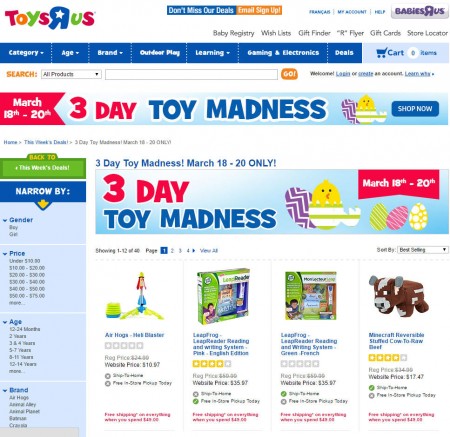 Toys R Us Toy and Baby Madness Event (Mar 18-20)A