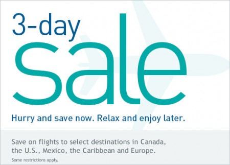 WestJet 3-Day Seat Sale (Book by Mar 17)