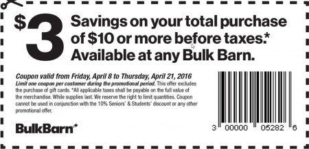 Bulk Barn $3 Off Your $10 Purchase Coupon (Apr 8-21)