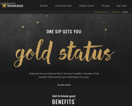 Starbucks New Starbucks Rewards - Get Gold Status with Any Purchase Before May 2