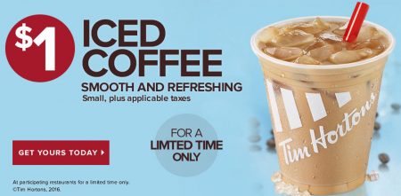 Tim Hortons $1 for Small Iced Coffee