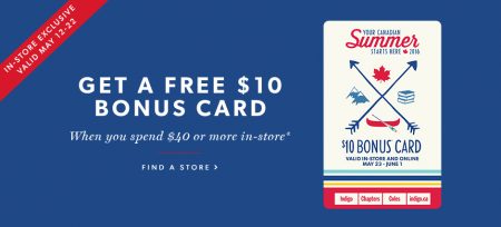 Chapters Indigo Spend $40 In-Store, Get Free $10 Bonus Card (May 12-22)