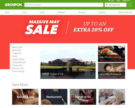 GROUPON Massive May Sale - Markdowns up to an Extra 20 Off (May 20-22)