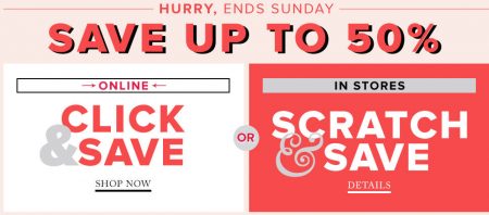 Hudson's Bay Click & Save Online, Scratch & Save In-Stores (May 27-29)