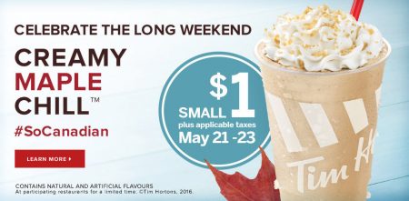 Tim Hortons $1 for Small Creamy Maple Chill (May 21-23)